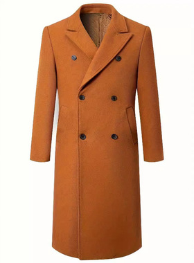 秋冬修身加厚过膝毛呢大衣