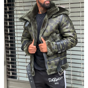 camouflage Nordic fur faux coat双层大毛领迷彩皮草大衣 winter