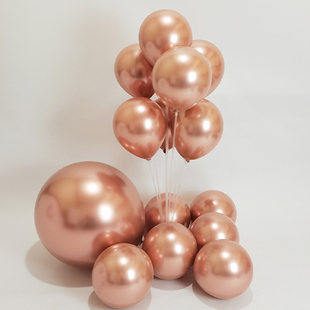 金属玫瑰金香槟金10寸12寸18寸圆形尾巴气球生日派对婚礼造型装 饰