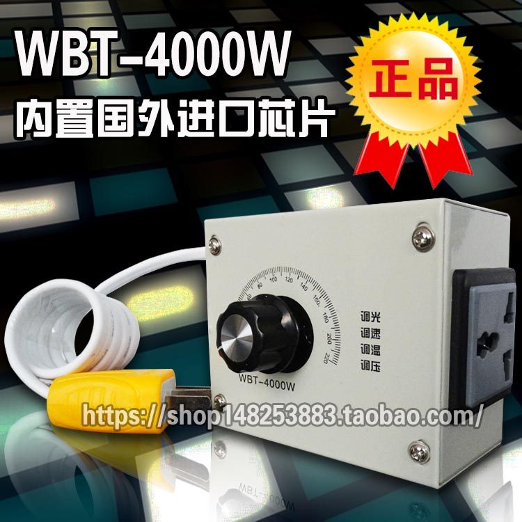 正品4000W进口大功率可控硅调压器 调光调速 调温 带保险外壳插座