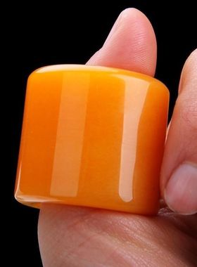 玉石原石天然黄玉扳指男士霸气大拇指扳指口径随机