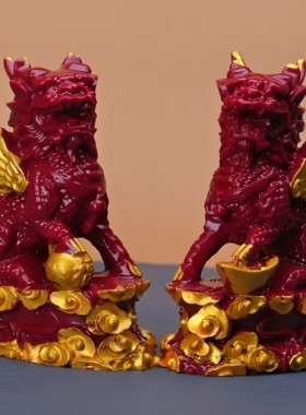 天然原矿朱砂紫金砂麒麟摆件镇宅玄关招财家用客厅装饰品开业乔迁