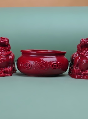 朱砂聚宝盆工艺品摆件天然紫金开业家居招财店铺装饰品