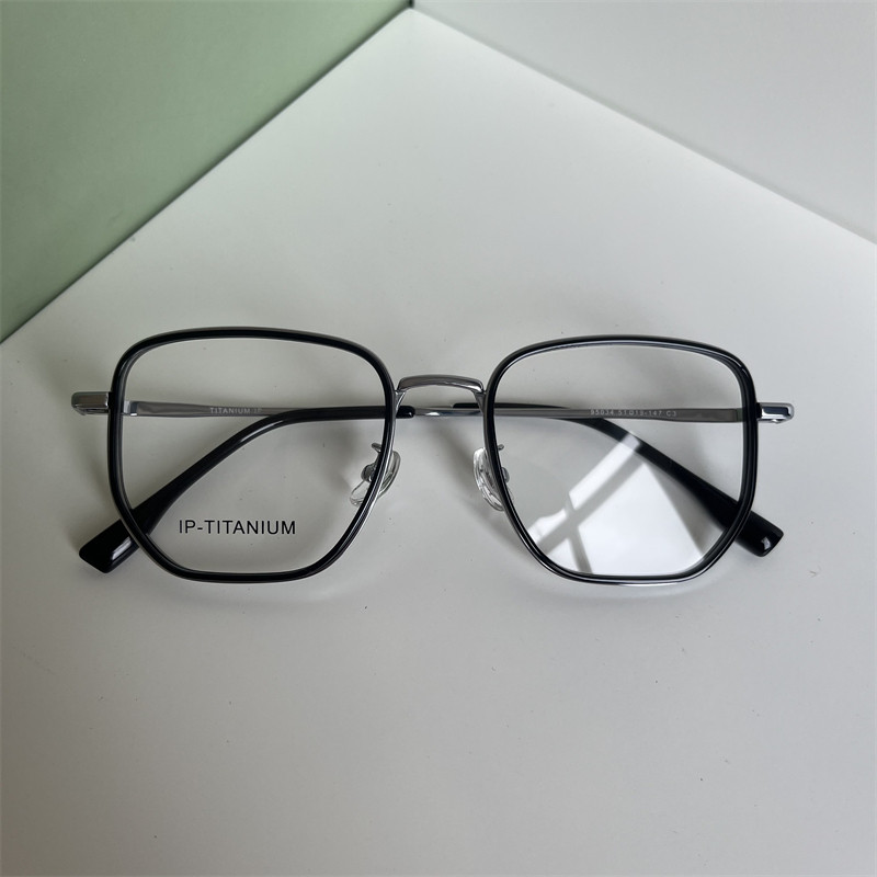 12克51口轻盈黑金方形大框眼镜框架男潮可配近视度数大脸显瘦女