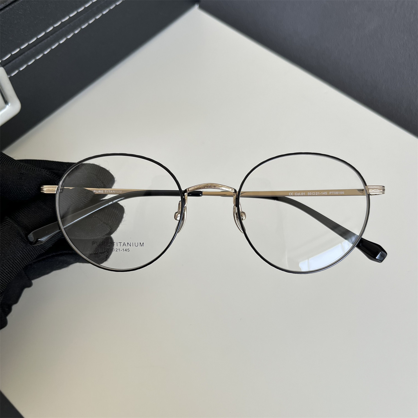 8克50口超轻复古中式雕花纯钛眼镜框架男女中小脸圆框可配近视潮