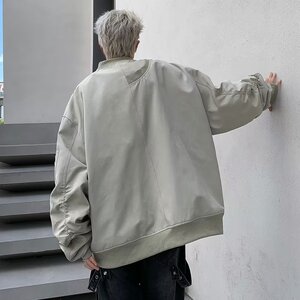 2023港风秋款假两件男夹克棒球立领飞行员拉链口袋外套JK01 P60图片