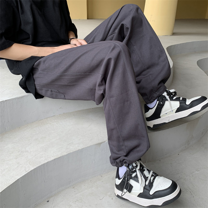 港风夏款男休闲裤字母小贴标抽绳束脚宽松直筒长裤h7123P40,男装休闲裤,星座1013-1