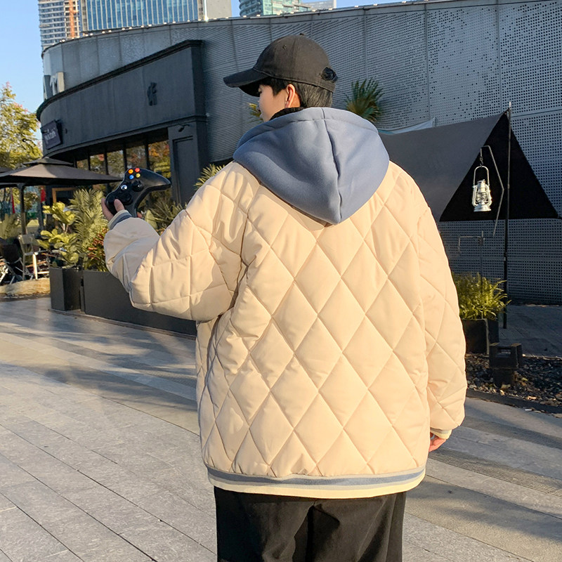 港风冬款男棉衣连帽加厚加绒字母印花面包服外套Y791,男装棉衣,星座1013-1