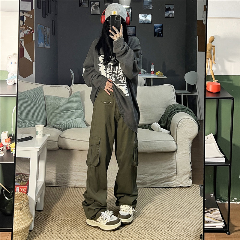 港风秋款男休闲裤工装裤拉链大口袋情侣女裤宽松长裤h207P50,男装休闲裤,星座1013-1