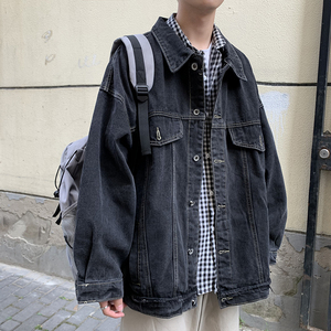 2021港风秋男牛仔夹克衫工装牛仔明线补丁潮男休闲外套JK022P60