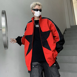 高品质秋男夹克立领条纹拼色大五角星星拼接冲锋衣外套JK059P70，男装夹克，星座1013-1