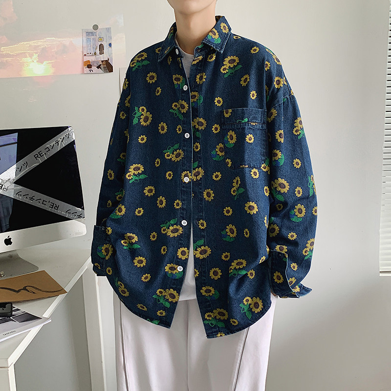 2021港风秋款男休闲外套菊花印花长袖衬衣CS6208P50,男装衬衫,星座1013-1