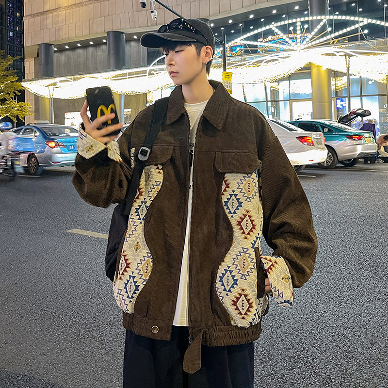 高品质秋款男夹克灯芯绒字刺绣拼色休闲外套JK0311P70,男装夹克,星座1013-1