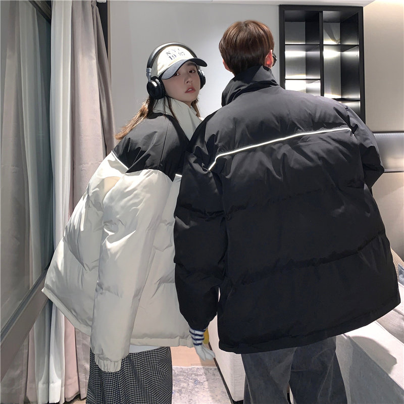 冬男棉衣立领字母印花反光拼色加厚棉袄情侣保暖外套Y6535,男装棉衣,星座1013-1