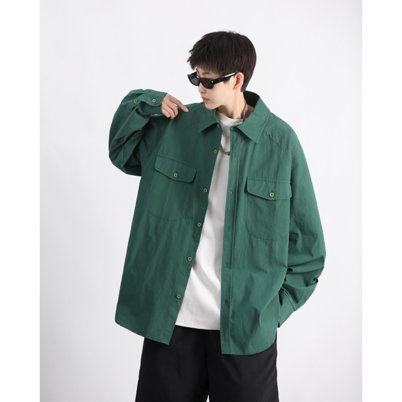 高品质秋款男长袖衬衫工装口袋纯棉宽松休闲衬衣CS1162P50,男装衬衫,星座1013-1
