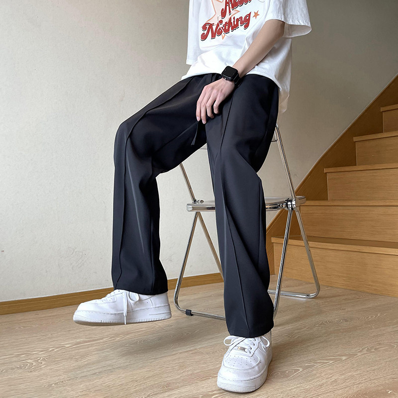 港风夏款男休闲裤西裤冰丝直筒坠垂感送长腰带h459P40,男装休闲裤,星座1013-1