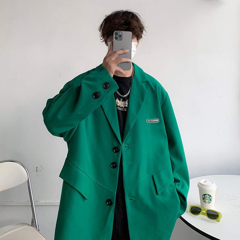 高品质港风秋款男西装外套字母印花贴标拼接夹克小西服J,男装西服,星座1013-1