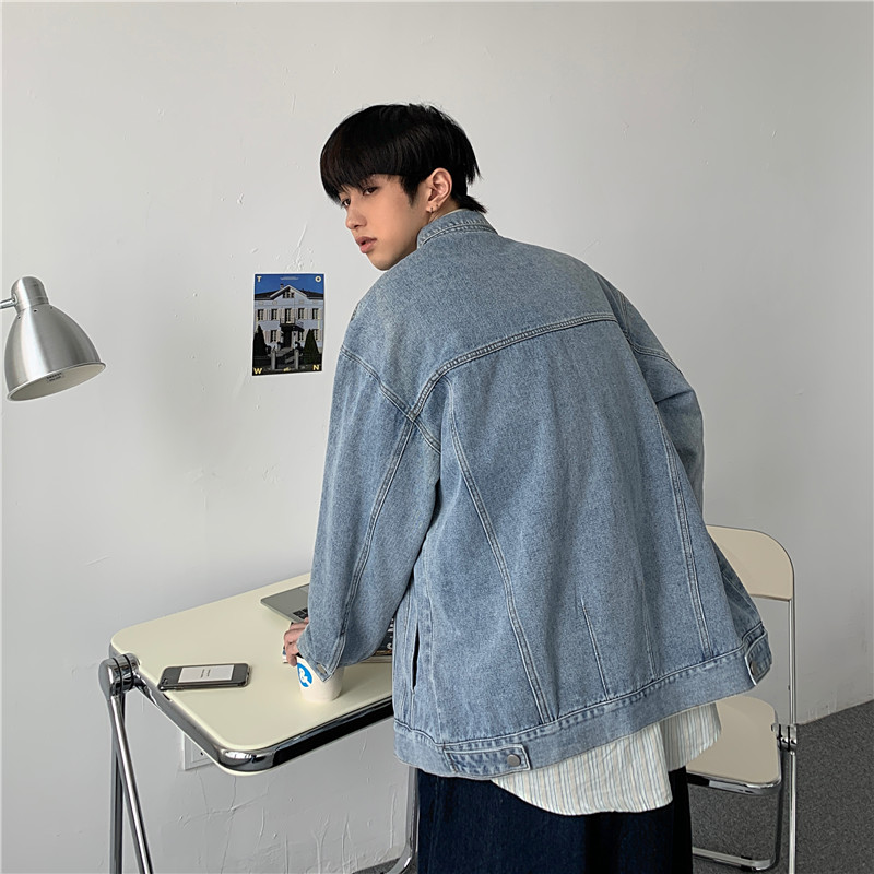 高品质秋款男牛仔夹克衫纯色单排扣休闲外套JK008P65,男装夹克,星座1013-1