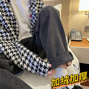 加绒加厚冬款男牛仔裤直筒宽松休闲保暖牛仔长裤n加绒图片