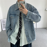高品质秋款男牛仔夹克衫纯色单排扣休闲外套JK008P65，男装夹克，星座1013-1
