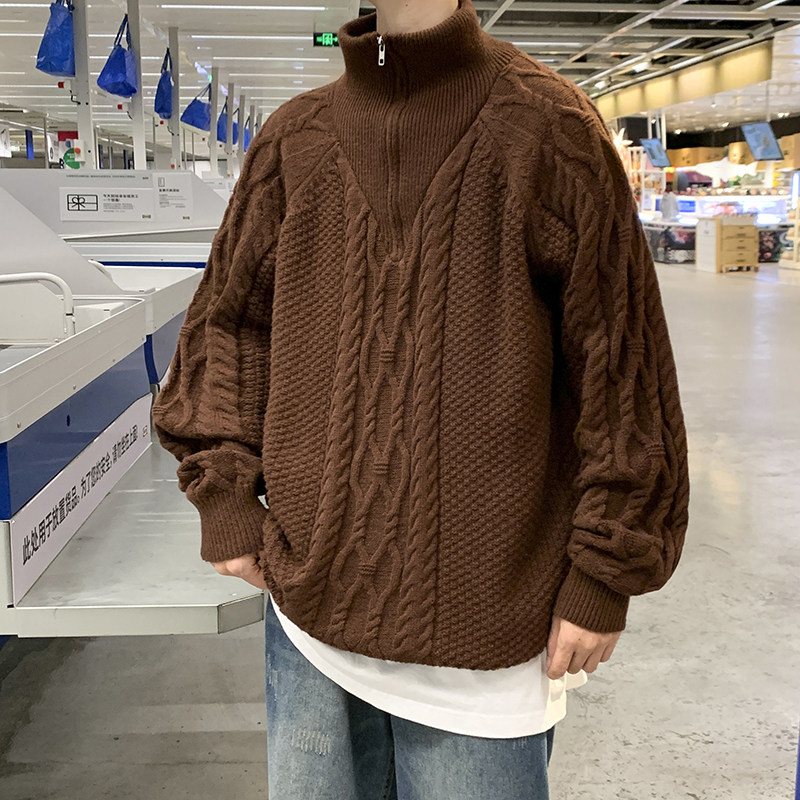 高品质冬男针织衫加厚鹿毛绒高领套头拉链毛线衣加厚外套M386,男装针织衫/毛衣,星座1013-1