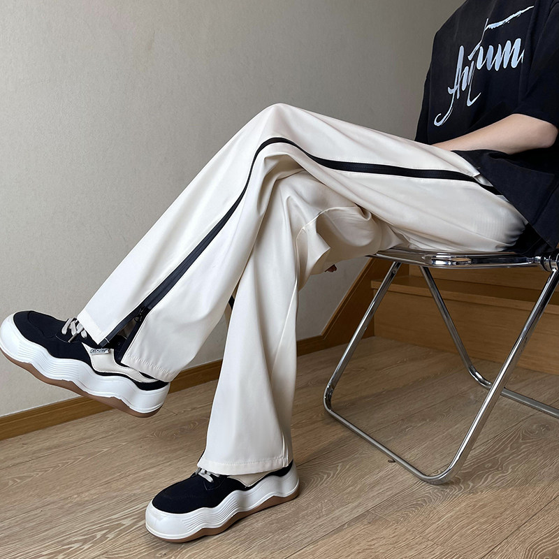 高品质夏款男休闲裤侧边拉链条纹拼接冲锋裤h2913P40,男装休闲裤,星座1013-1