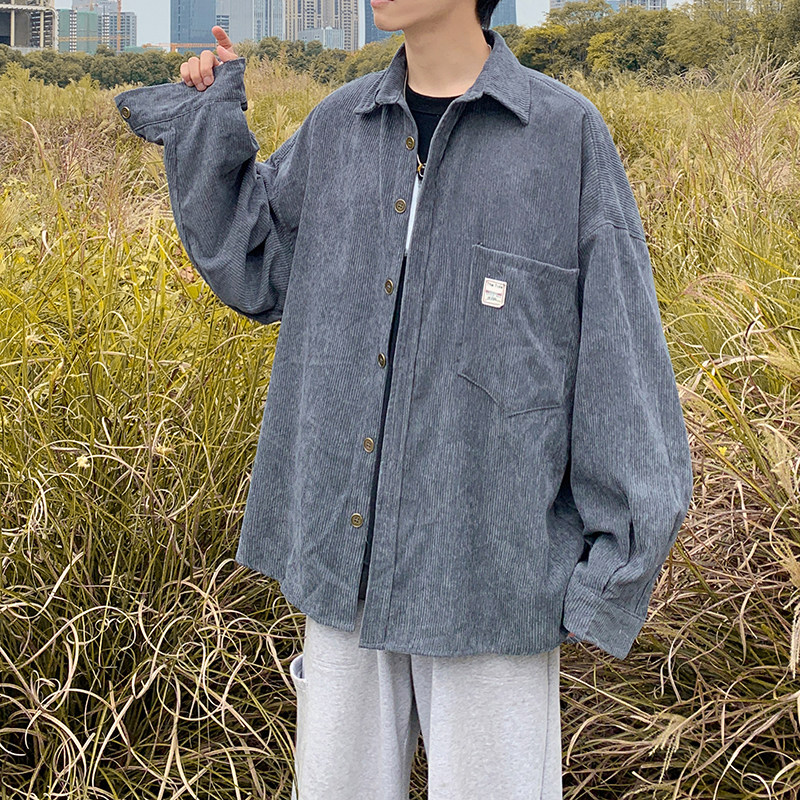 冬款男款衬衫加厚灯芯绒长袖韩版百搭衬衣CS36图片