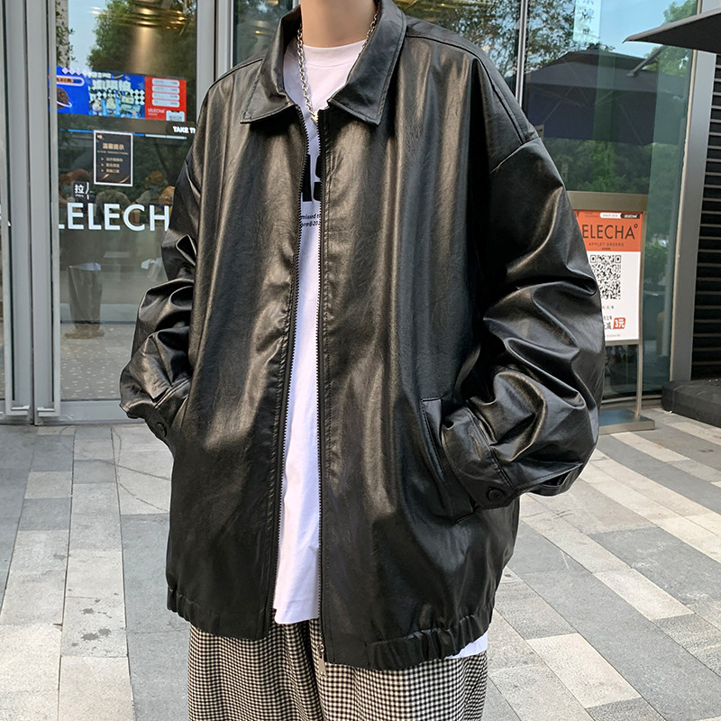 2021港风秋冬款男皮衣韩版休闲皮夹克翻领外套JK33P65,男装皮衣,星座1013-1