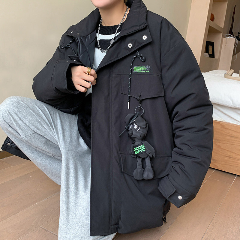冬款男棉衣贴标字母印花小老鼠玩偶加厚保暖面包棉服外套Y488P95,男装棉衣,星座1013-1