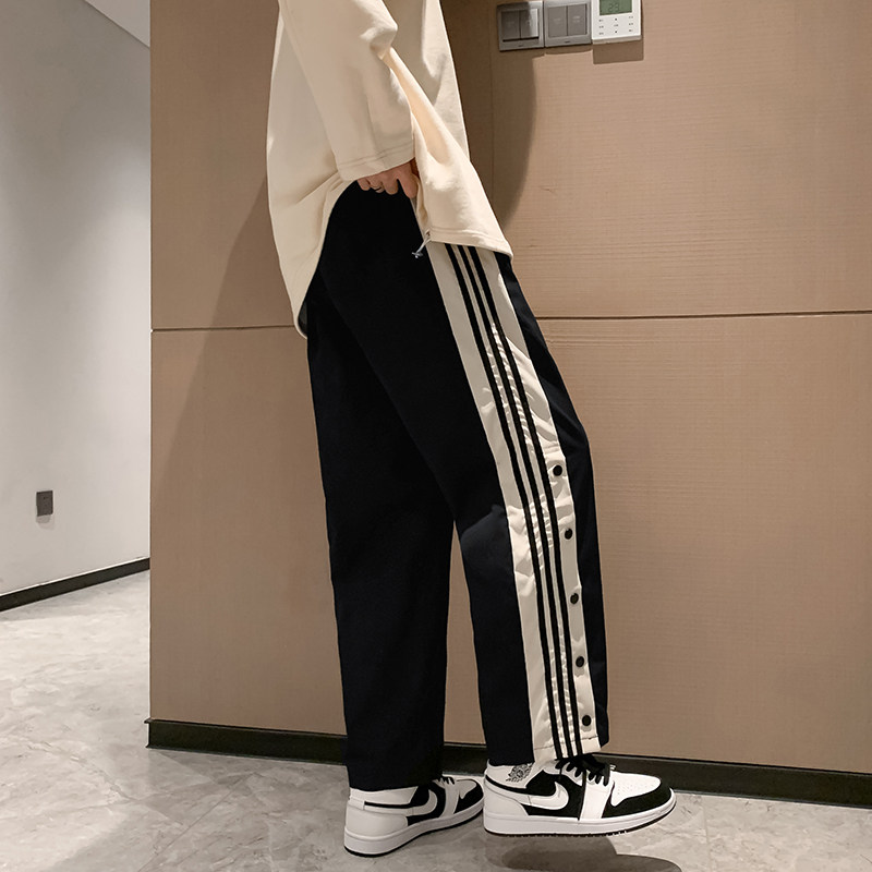 港风春夏款男休闲裤条纹纽扣工装宽松九分裤h213P30,男装休闲裤,星座1013-1