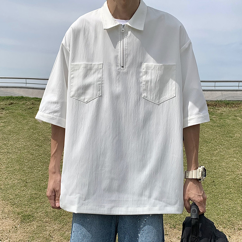 高品质夏款男短袖T恤工装拉链衬衫外套T恤衫T328 P35图片