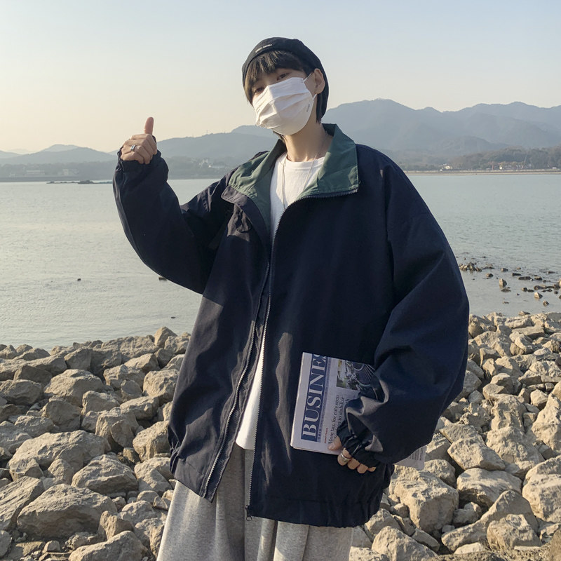 高品质港风春款男夹克潮双层拼接拉链休闲外套J,男装夹克,星座1013-1