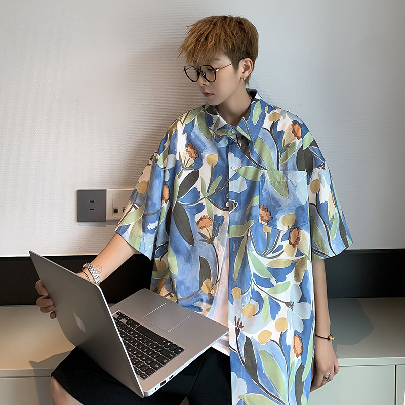 高品质夏款男短袖衬衫沙滩花衬衣CS4081P35,男装衬衫,星座1013-1