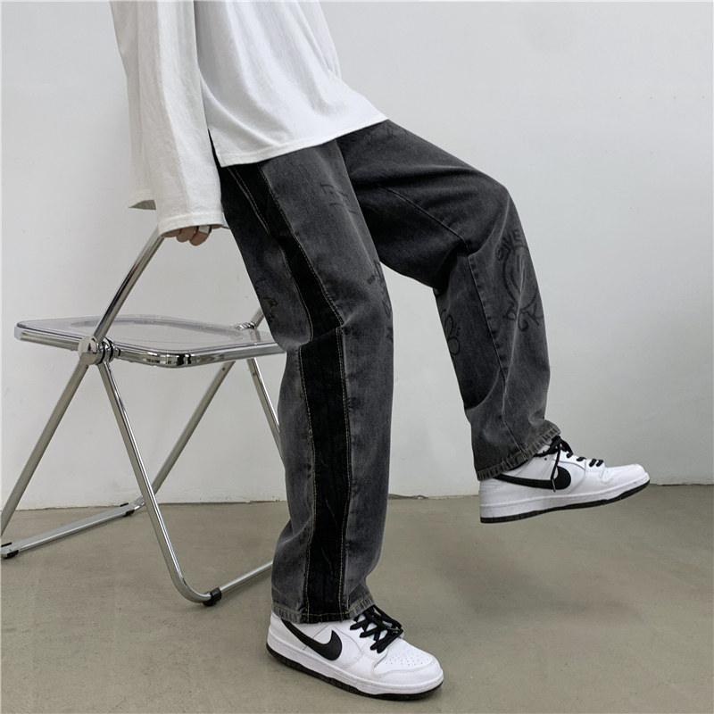 夏款男牛仔裤个性印花直筒裤情侣款潮裤n,男装牛仔裤,星座1013-1