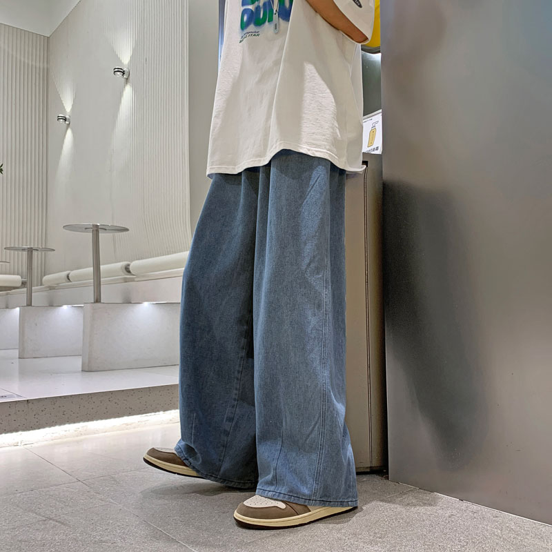 2022港风夏款四季款男牛仔裤阔腿直筒宽休闲长裤n,男装牛仔裤,星座1013-1