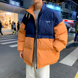 冬男棉衣拼接款面包服字母印花立领保暖拉链休闲外套Y8799，男装棉衣，星座1013-1