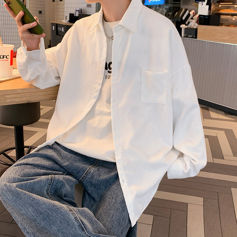 2022春款男休闲长袖衬衫灯芯绒休闲韩版翻领衬衣外套CS083,男装衬衫,星座1013-1