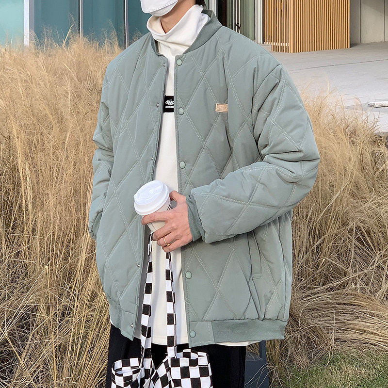 港风冬款男棉衣棒球立领加厚双线菱格面包服外套Y621,男装棉衣,星座1013-1