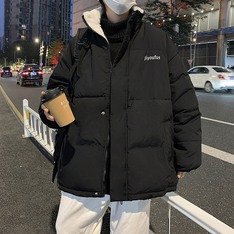 冬款男棉衣羊羔毛绒字母印花加绒加厚棉袄外套Y91,男装棉衣,星座1013-1