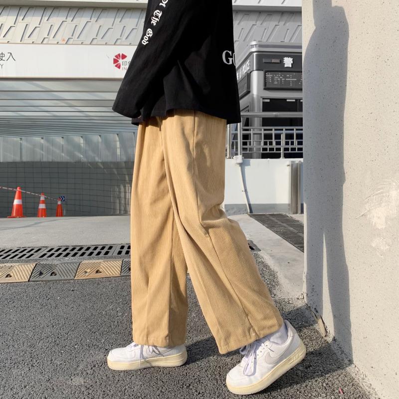 2022港风春款男灯芯绒阔腿宽松版直筒休闲裤长裤h016,男装休闲裤,星座1013-1
