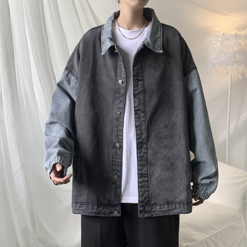 港风秋款男牛仔夹克衫拼接工装牛仔休闲外套JK8861P60,男装夹克,星座1013-1
