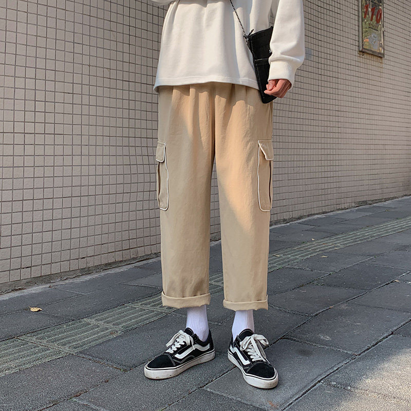 2021春夏男休闲裤工装大口袋直筒宽松反光休闲九分裤h601P40,男装休闲裤,星座1013-1