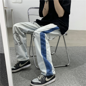 夏款男牛仔裤个性印花直筒裤情侣款潮裤n图片