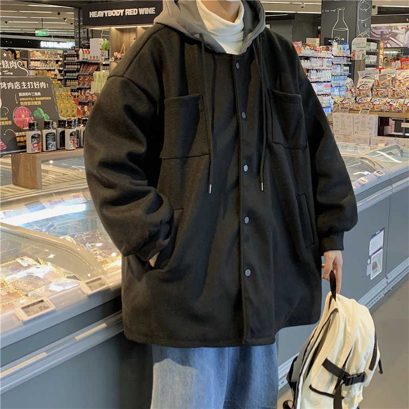港风秋冬男毛呢夹克连帽大衣加厚风衣休闲外套DY105P75,男装毛呢大衣,星座1013-1