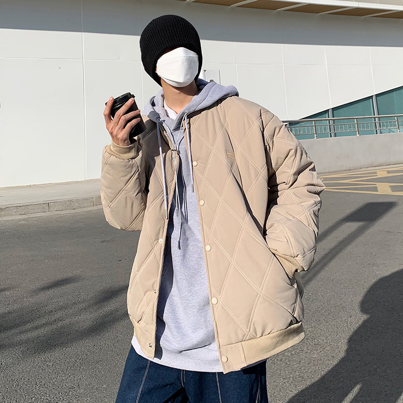 港风冬款男棉衣棒球立领加厚双线菱格面包服外套Y621,男装棉衣,星座1013-1