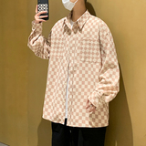 2022港风春款男长袖衬衫棋盘格韩版百搭休闲衬衣CS90，男装衬衫，星座1013-1