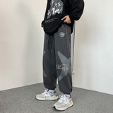 2021港风男牛仔裤字母印花十字架束脚裤九分裤nk8027P50，男装牛仔裤，星座1013-1