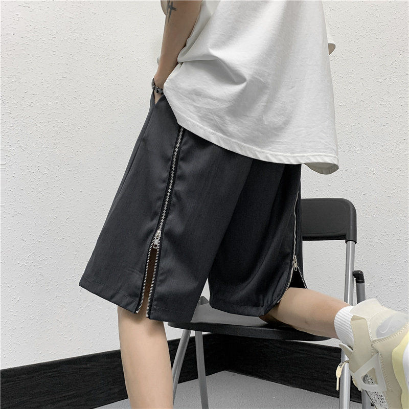港风夏款男短裤工装裤侧边开叉拉链冲锋裤五分裤D97P38,男装休闲裤,星座1013-1