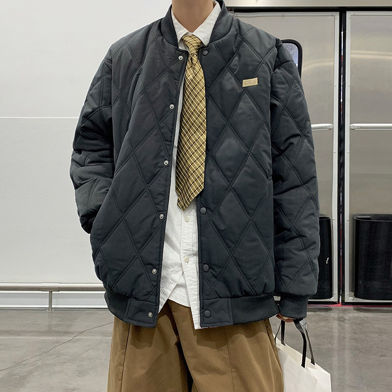 港风冬款男棉衣棒球立领加厚双线菱格面包服外套Y621,男装棉衣,星座1013-1