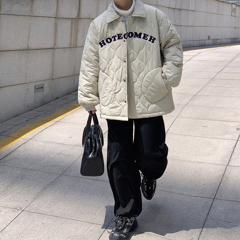 秋冬款男工装棉衣字母印花加厚棉袄宽松休闲外套Y8125,男装棉衣,星座1013-1